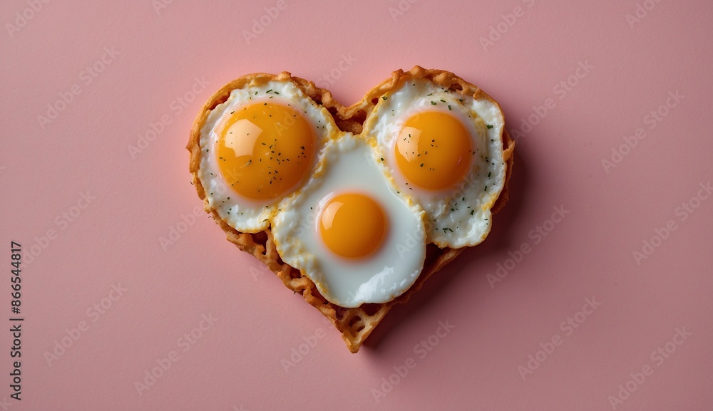 Heart-shaped waffle with sunny side up eggs breakfast Heart-shaped waffle with sunny side up eggs breakfast