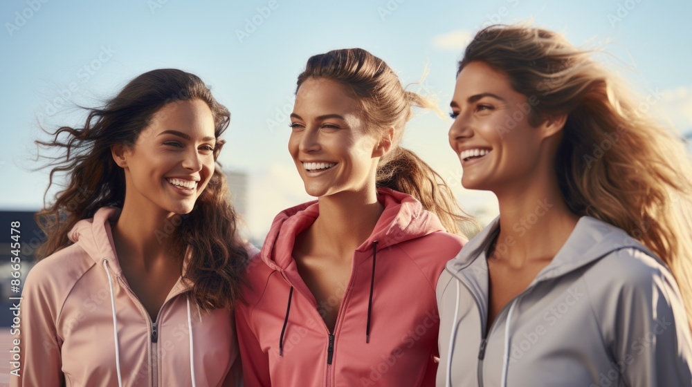 Cheerful Female Friends Enjoying a Sunny Day Outdoors Cheerful Female Friends Enjoying a Sunny Day Outdoors
