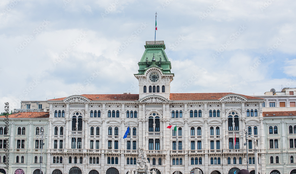 Obraz premium Landscape of Trieste views, concept of vacation in Italy. Old part of city center. Ideas for journey.