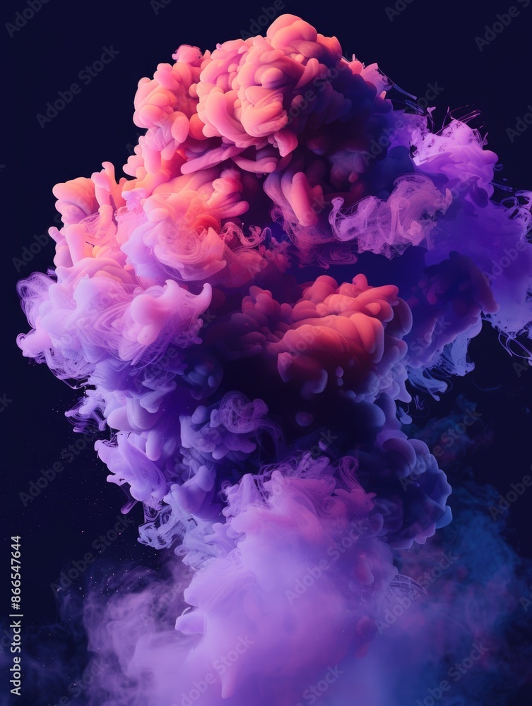 A purple and pink cloud of smoke is billowing out of a camera lens A purple and pink cloud of smoke is billowing out of a camera lens