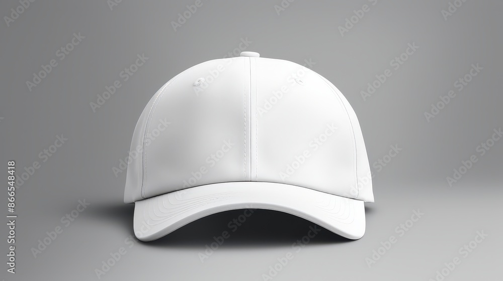 White Baseball Cap Mockup on Grey Background White Baseball Cap Mockup on Grey Background