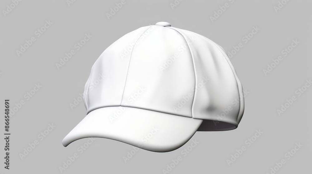 White Baseball Cap Mockup on Gray Background White Baseball Cap Mockup on Gray Background
