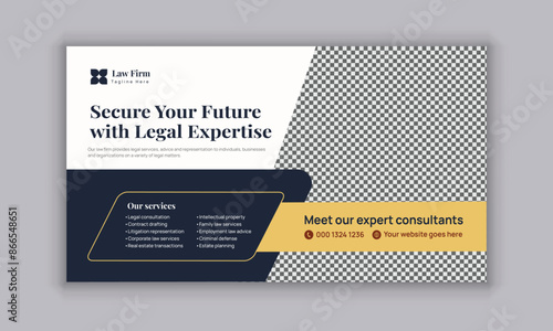 Law firm services social media post design or law consulting web banner template, and Instagram post or square flyer template