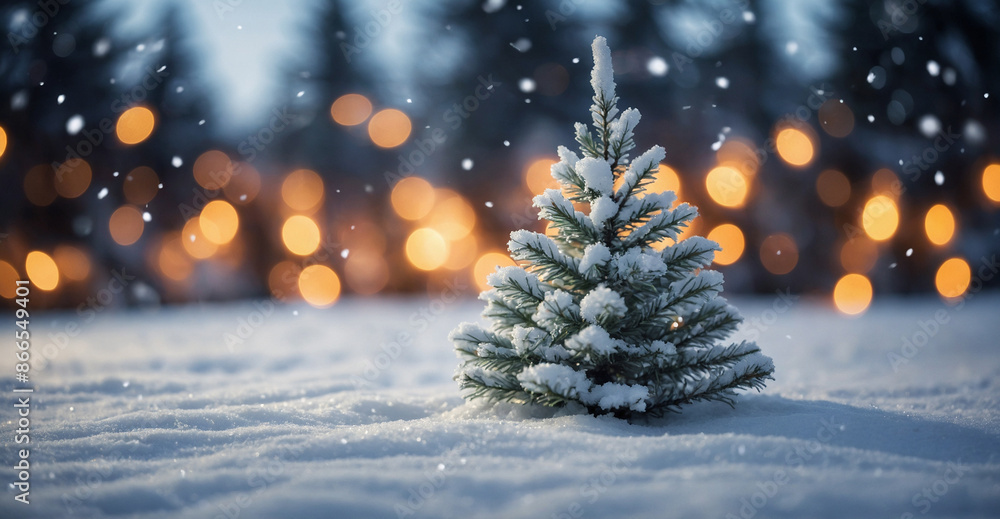 pine trees in snow area with light bokeh pine trees in snow area with light bokeh