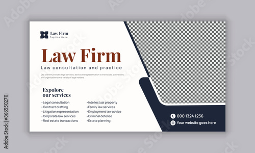 Law firm services social media post design or law consulting web banner template, and Instagram post or square flyer template