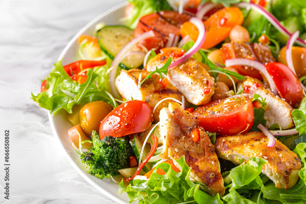 Vegetable salad with grilled chicken Vegetable salad with grilled chicken