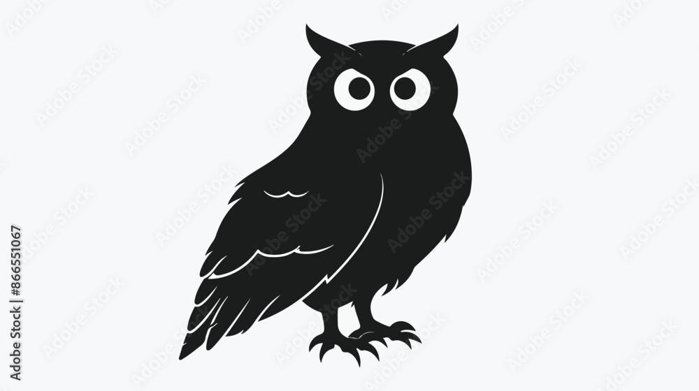 Fototapeta premium Owl black silhouette icon. Sticker for social network