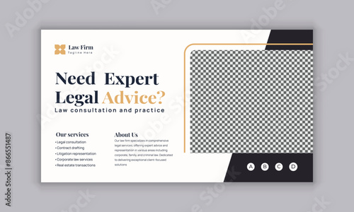 Law firm services social media post design or law consulting web banner template, and Instagram post or square flyer template
