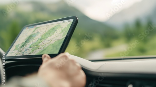 Driver using a GPS navigation system safely, route planning, safe navigation