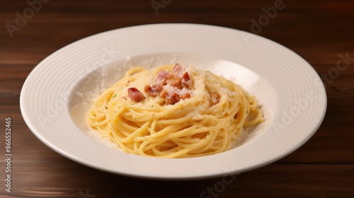 Creamy Carbonara with Parmesan Cheese and Bacon