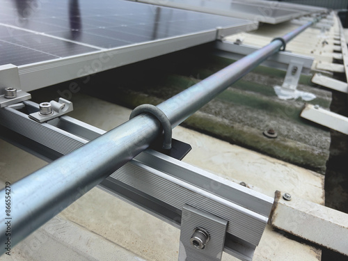 Install electrical conduits for the solar cell system on the roof.