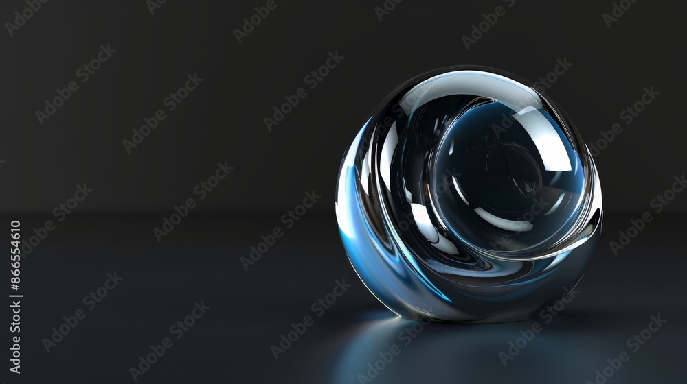 The abstract glass shape on a black background is rendered in 3D The abstract glass shape on a black background is rendered in 3D