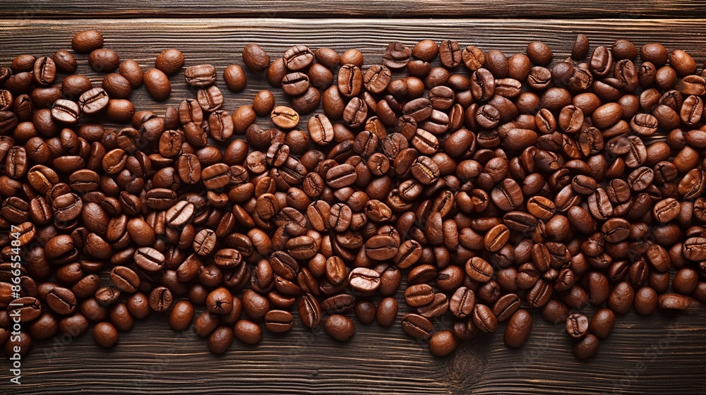 Fototapeta premium coffee beans on wooden background