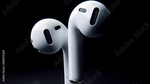 white wireless comfortabe airpods in dark background photo