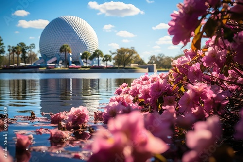 Epcot Center SpaceShip Earth in Orlando, USA., generative IA