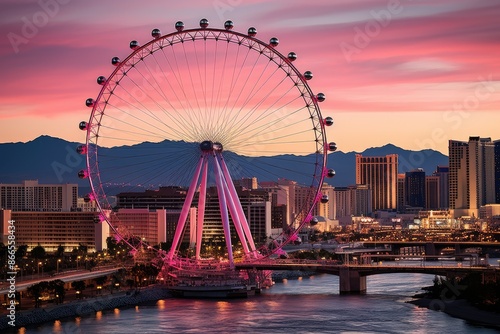 High Roller illuminating Las Vegas's night., generative IA