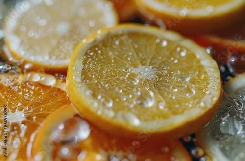Close-Up of Juicy Orange Slices With Water Droplets