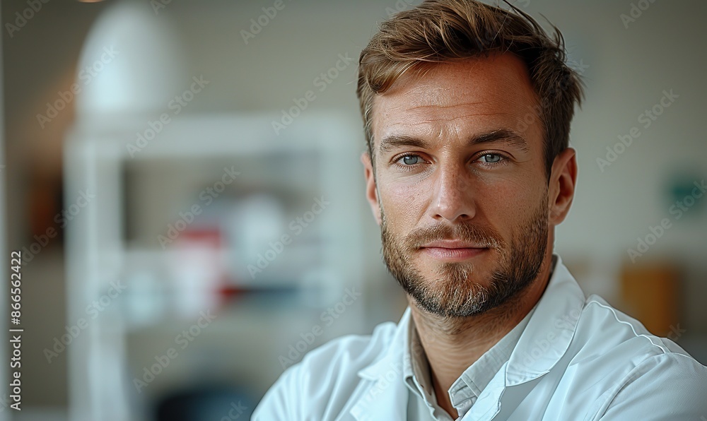 Fototapeta premium Professional portrait of a male therapist in a clinic on a white background.