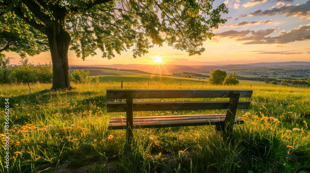 A quiet evening in the countryside with the setting sun and pastoral landscape. A quiet evening in the countryside with the setting sun and pastoral landscape.