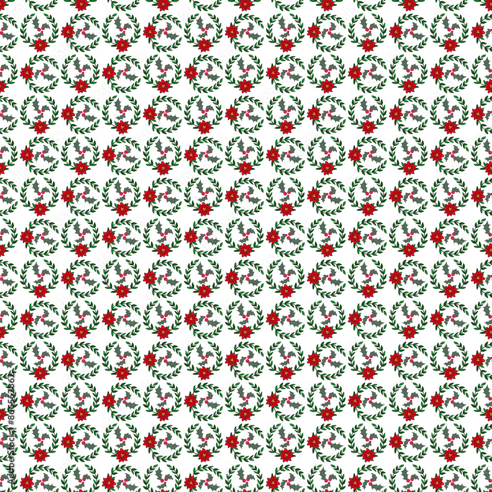 Hand drawn christmas pattern design with flowers Hand drawn christmas pattern design with flowers