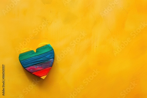 Pride parade idea: icon of love and acceptance against bright yellow backdrop photo