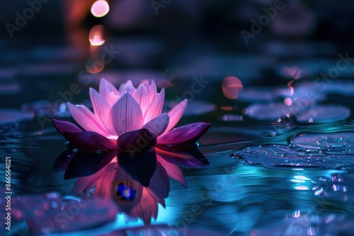 A stunning bloom: the radiant, ethereal lotus floating on the surface of the pond