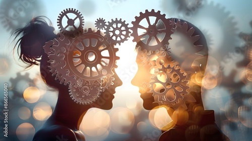 Wallpaper Mural  a network of interconnected gears, each representing different aspects of individuals' lives, turning together in harmony to illustrate the interconnectedness and mutual influence in relationships Torontodigital.ca