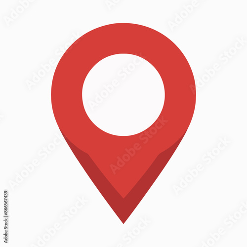 A red location pin icon, commonly used in maps and navigation applications. The pin is designed with a triangular shape pointing downwards, and it has a circular hole in the top center.