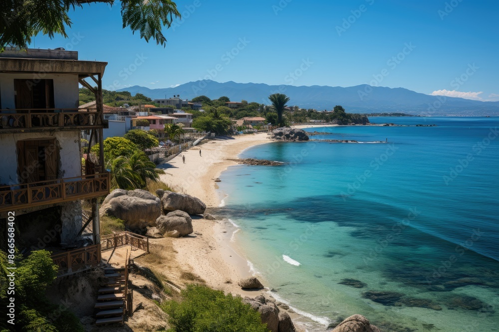 Fototapeta premium Panay Island, Visayas, the panoramic views of Mount Luho, Boracay's highest point., generative IA