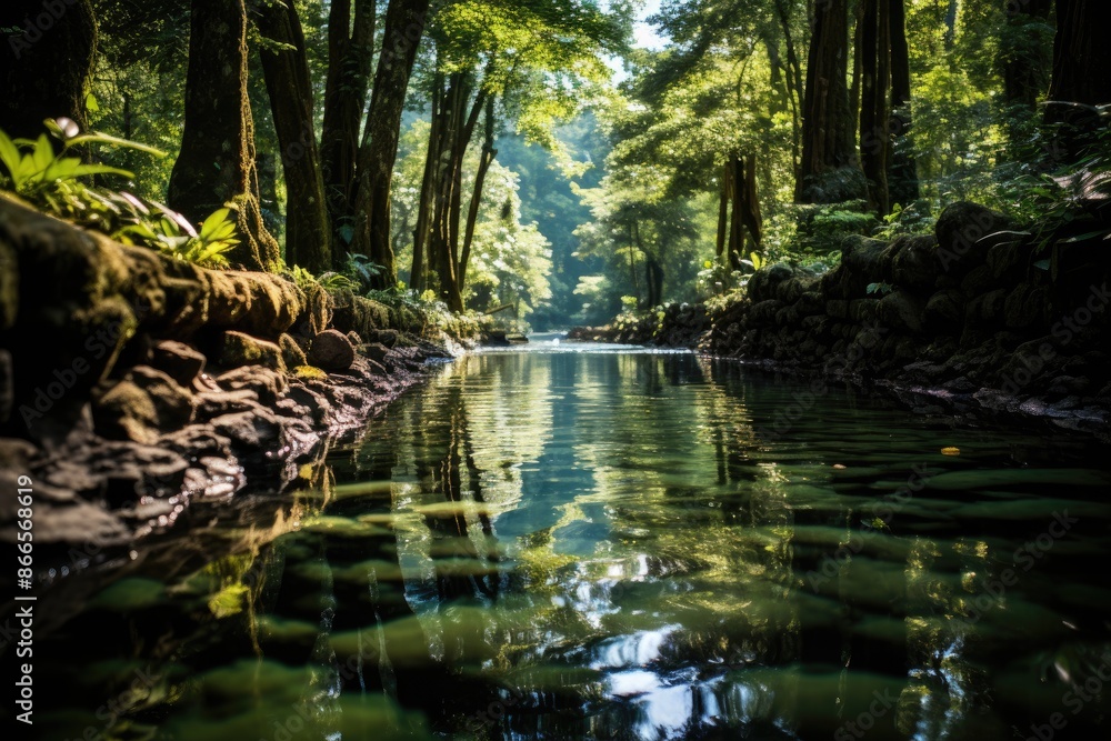 Krabi, Thailand, the Thung Tea Forest Natural Park and the famous Blue Pool., generative IA Krabi, Thailand, the Thung Tea Forest Natural Park and the famous Blue Pool., generative IA