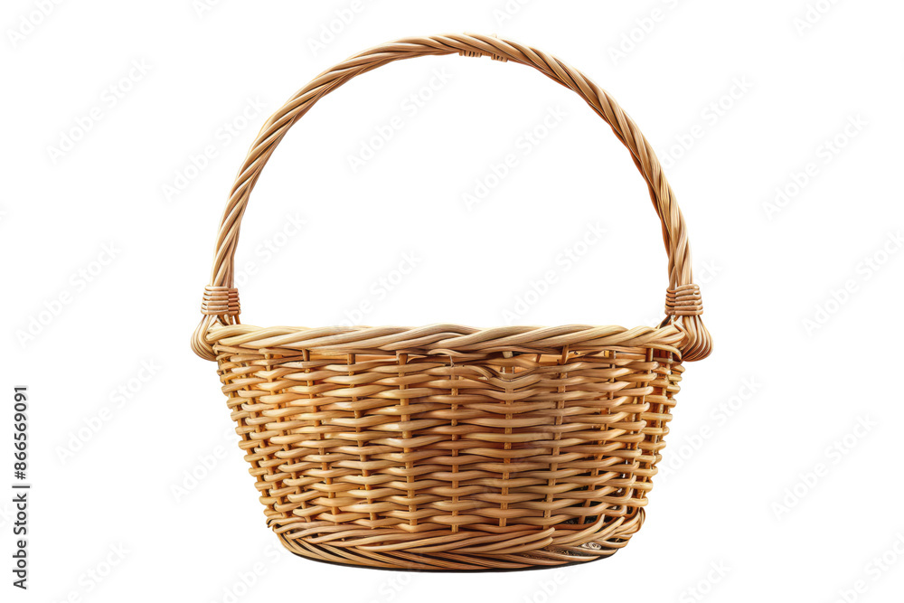Empty wicker basket isolated on transparent background Empty wicker basket isolated on transparent background
