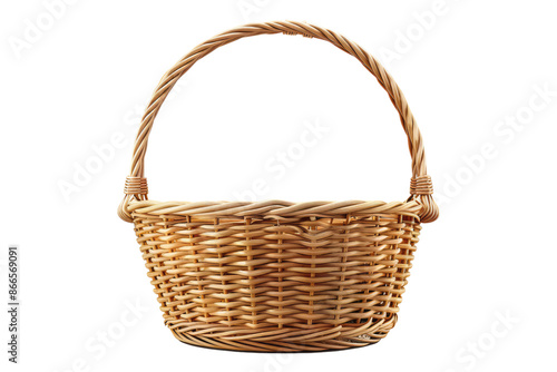 Empty wicker basket isolated on transparent background
