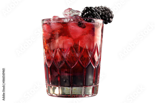 Extreme front view of blackberry bramble isolated on transparent background