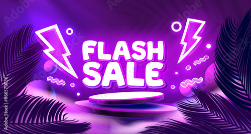 Flash sale event, big sale offer, poster label. Vector illustration