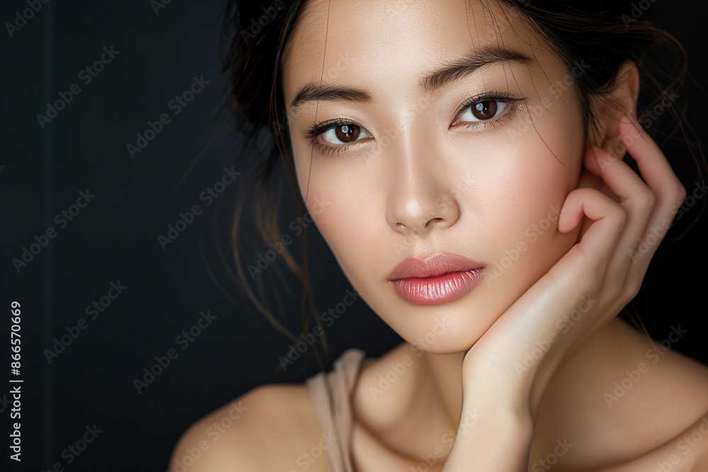 Obraz premium A photo of a beautiful Asian woman beauty model's studio shot portrait