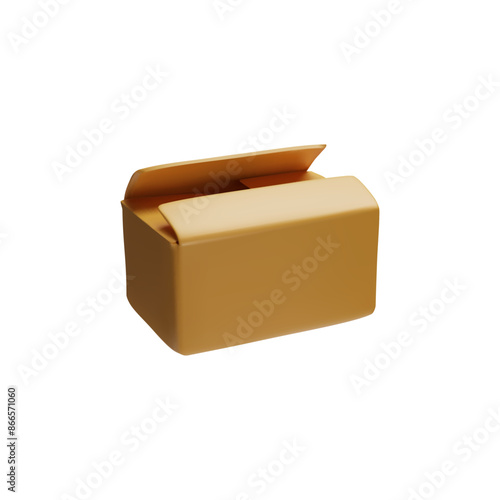 3D vector illustration with a reliable craft rectangular box for storage, packaging and delivery