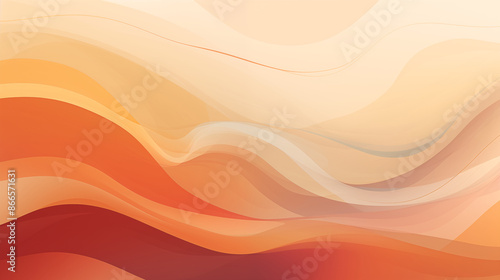 abstract background with orange and cream wavy lines, light brown and beige, light red and gray, warm colors, elegant curves, soft edges, subtle gradients, smooth lines, minimalist design