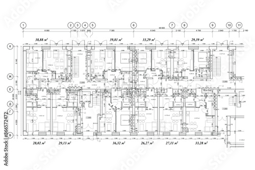 Part of a multistory building floor plan