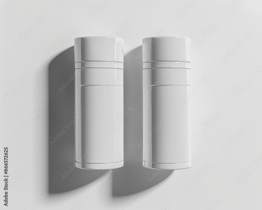 Mockup template of a white paper tube push up tin can on an isolated white background, ready for graphic design presentations, 3D illustration Mockup template of a white paper tube push up tin can on an isolated white background, ready for graphic design presentations, 3D illustration
