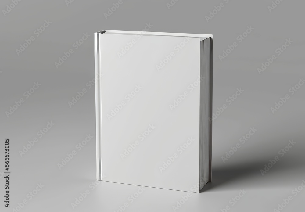 The cover of a hardcover book is isolated on a soft gray background. An illustration is created in 3D using photoshop. The cover of a hardcover book is isolated on a soft gray background. An illustration is created in 3D using photoshop.