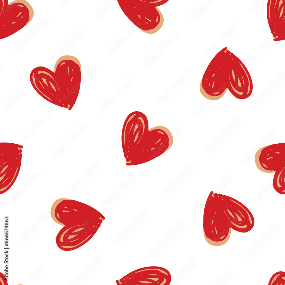 Seamless pattern with hand drawn cute hearts ink vector illustration Seamless pattern with hand drawn cute hearts ink vector illustration