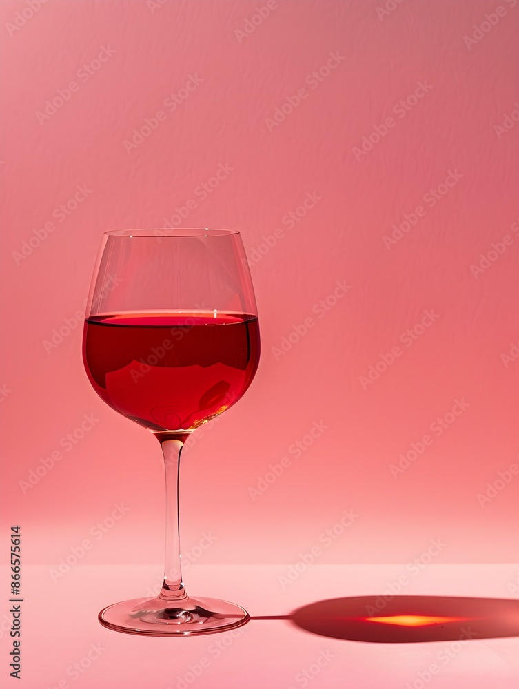 Burgundy Summer Drink on a pink Background with Sunlight and Shadows Burgundy Summer Drink on a pink Background with Sunlight and Shadows