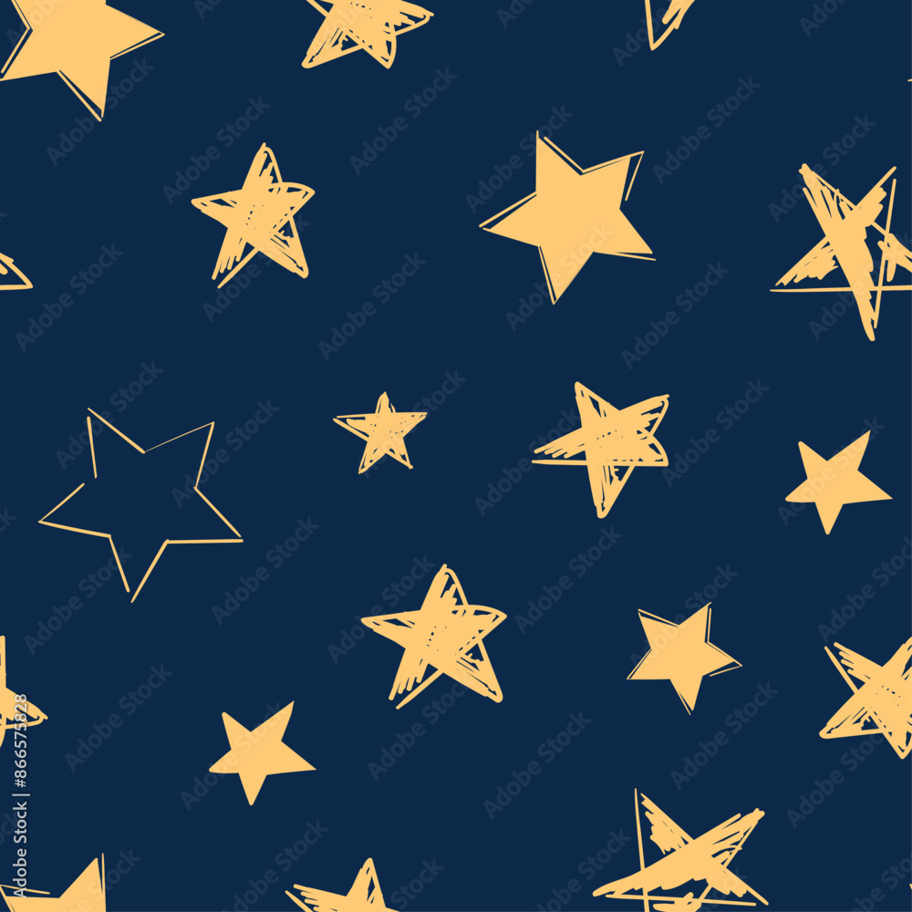 Fototapeta premium seamless pattern with stars. hand drawn background, texture with decor elements vector