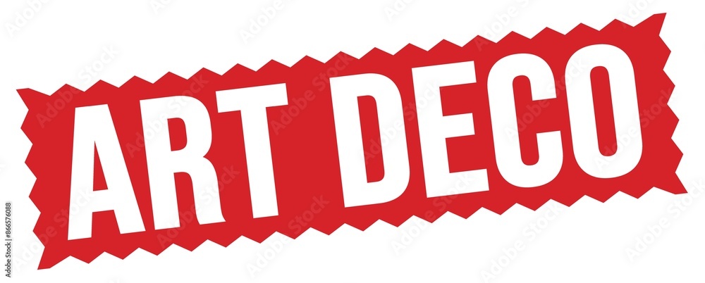 ART DECO text written on red stamp sign. ART DECO text written on red stamp sign.
