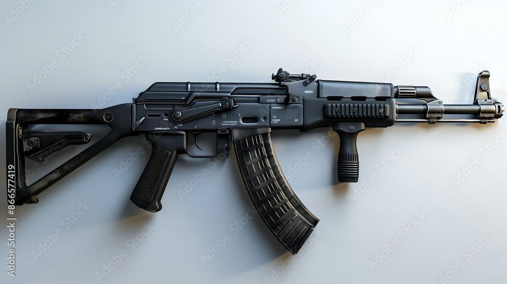 Modern Tactical Assault Rifle on Blue Background Modern Tactical Assault Rifle on Blue Background
