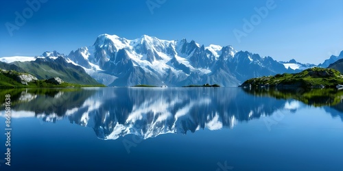 Mont Blanc and Lac Vert near Chamonix France A Picturesque View. Concept Mont Blanc, Lac Vert, Chamonix France, Scenic View, Mountain Landscape