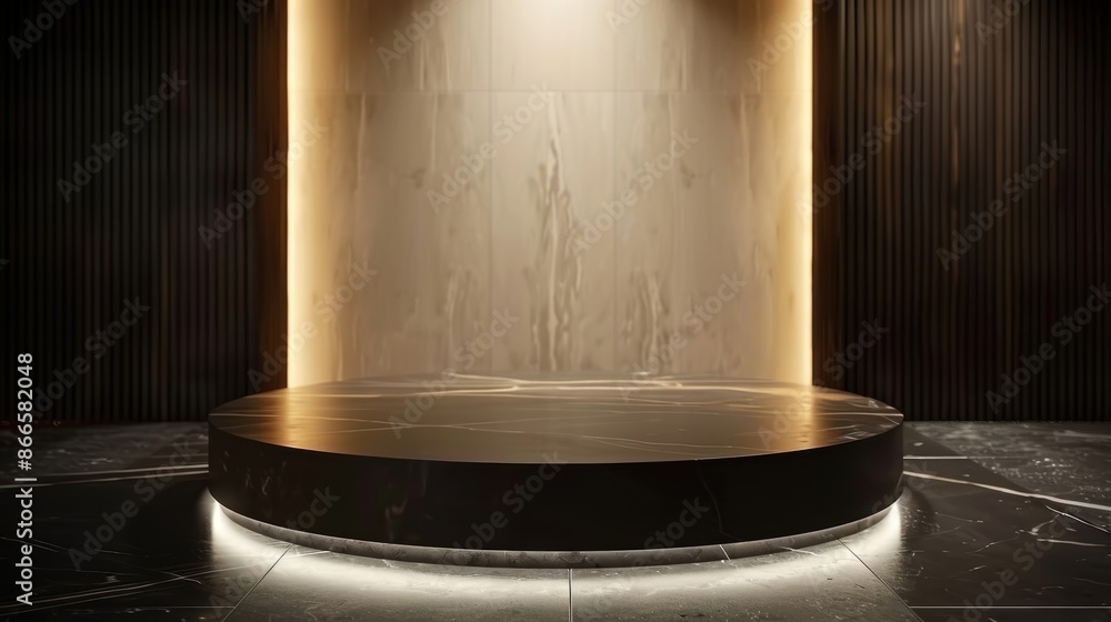 3D podium stand in a sophisticated setting for luxury ads 3D podium stand in a sophisticated setting for luxury ads