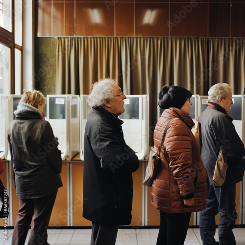 people in a polling station