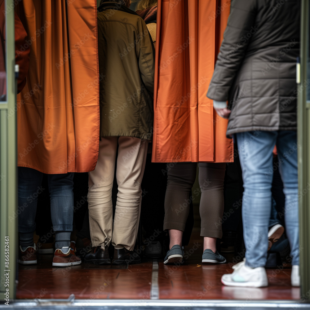 people in a polling station