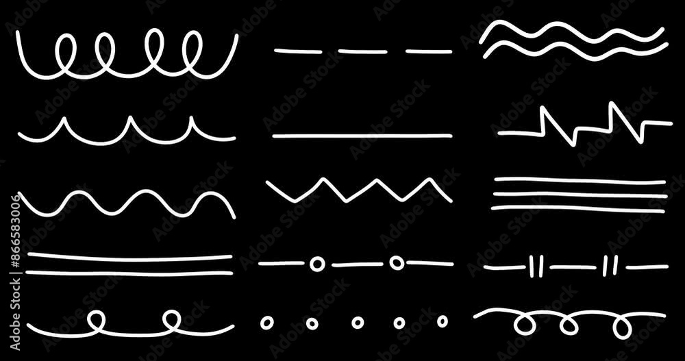 Pack of Animated Hand Drawn Lines. 4k Doodle loop animation with Alpha ...